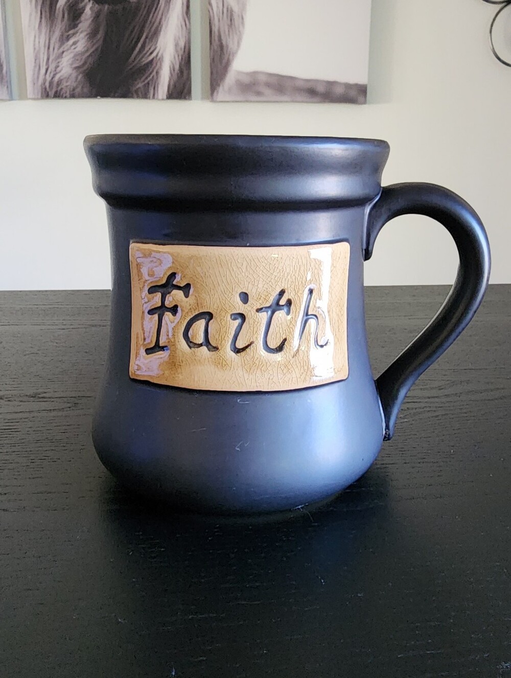 Faith Ceramic Utensil Mug - Black and Tan